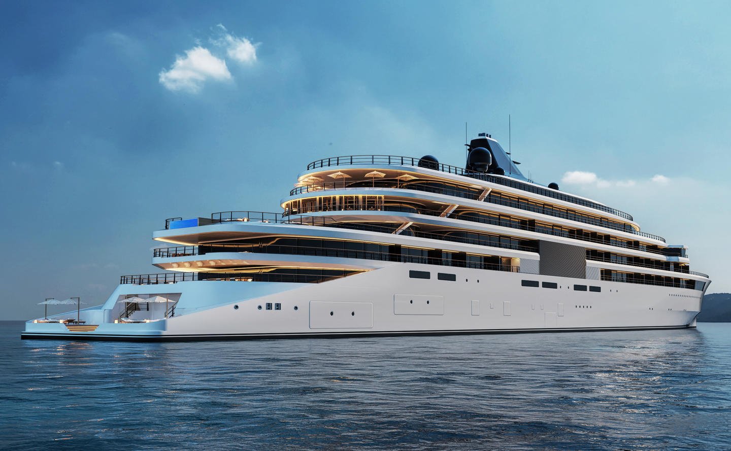 Un render del futuro megayacht.