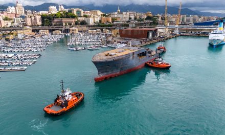 Arrivata a Genova la nave costruita da Mariotti a San Giorgio di Nogaro<h2 class='anw-subtitle'>L'unità destinata alla Marina militare verrà allestita ai cantieri liguri dopo il viaggio da Venezia</h2>